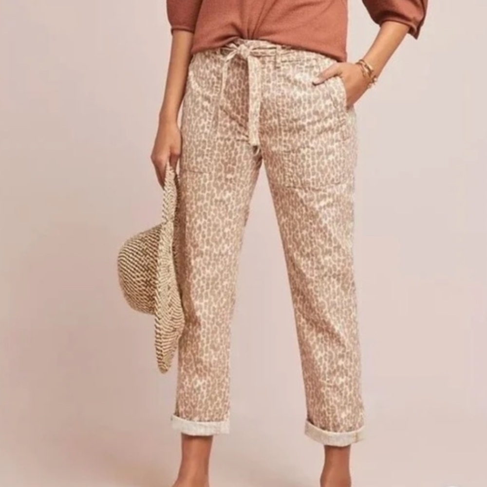 nwot Anthropologie The Wanderer Animal Print Utility Pants, size 31